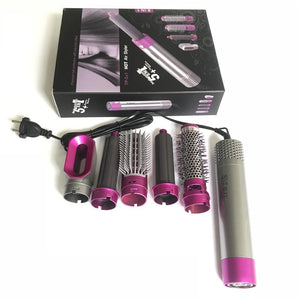 Electric Hair Dryer 5 In 1 Hair Comb Negative Ion Straightener Brush Blow Dryer Air Wrap Curling Wand Detachable Brush Kit