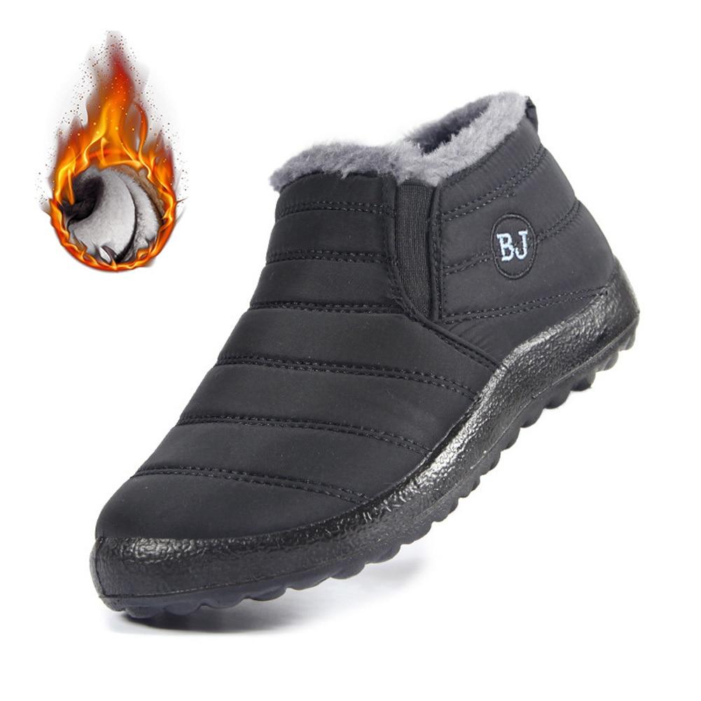 Snow Boots Women Shoes Warm Plush Fur Ankle Boots Winter Female Slip On Flat Casual Shoes Waterproof Ultralight Footwear